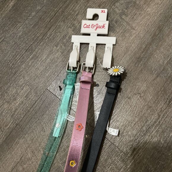 Cat & Jack Other - 3 Pack Cat & Jack Girls XL Belts Green Glitter Purple Black NWT